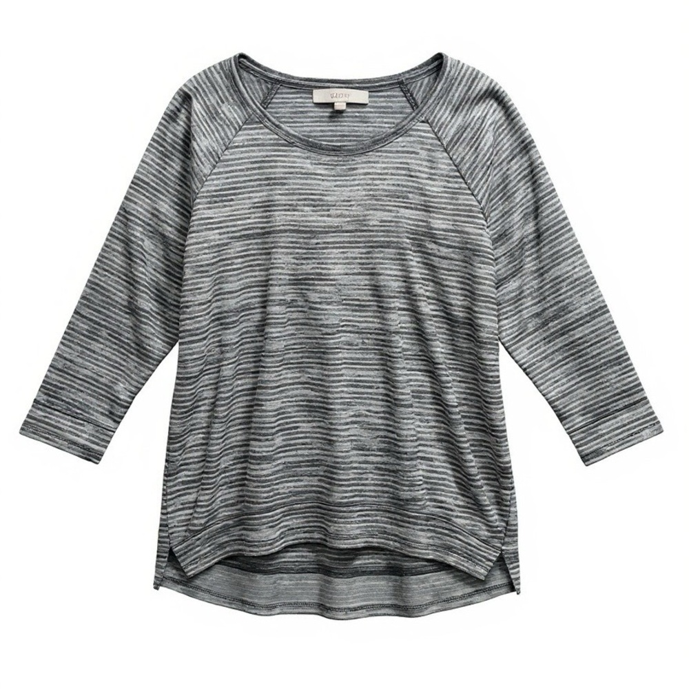 EUC LOFT Gray Skinny‎ Stripe Boatneck Modal Knit Top S